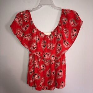 Vestique Orange Off The Shoulder Floral Crop Top